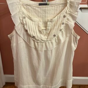 Leifsdottir Cream Ruffled Sleeveless Blouse